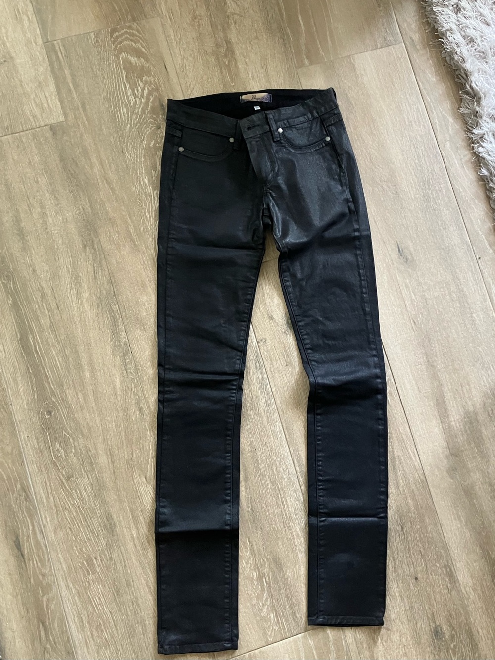 PAIGE Black Coated Skinny Jeans